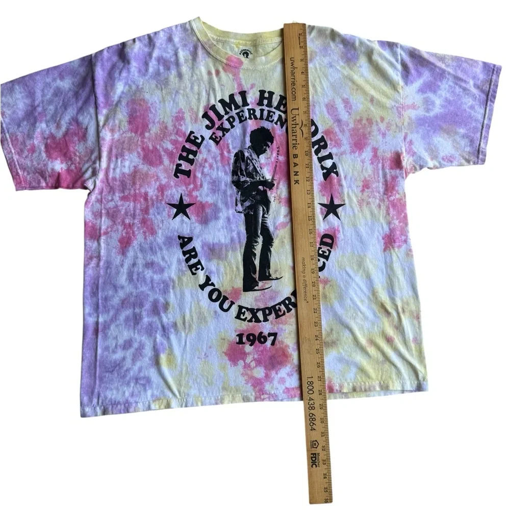 Jimi Hendrix Tie Dye Band Shirt Short Sleeve Pink Yellow Womens XL - Picture 4 of 5